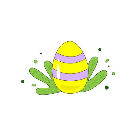 Vector hand drawn outline illustration of EASTER EGG. Icons in flat cartoon style. Coloring bright book design element. Greeting card templates.のイラスト素材