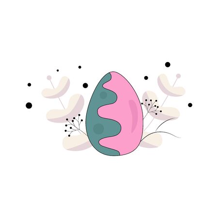 Vector hand drawn outline illustration of EASTER EGG. Icons in flat cartoon style. Coloring bright book design element. Greeting card templates.のイラスト素材