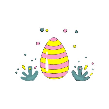 Vector hand drawn outline illustration of EASTER EGG. Icons in flat cartoon style. Coloring bright book design element. Greeting card templates.のイラスト素材