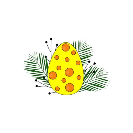 Vector hand drawn outline illustration of EASTER EGG. Icons in flat cartoon style. Coloring bright book design element. Greeting card templates.のイラスト素材