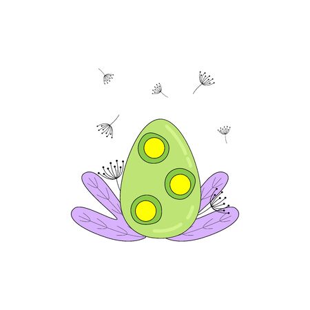 Vector hand drawn outline illustration of EASTER EGG. Icons in flat cartoon style. Coloring bright book design element. Greeting card templates.のイラスト素材