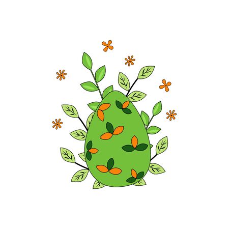 Vector hand drawn outline illustration of EASTER EGG. Icons in flat cartoon style. Coloring bright book design element. Greeting card templates.のイラスト素材