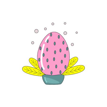 Vector hand drawn outline illustration of EASTER EGG. Icons in flat cartoon style. Coloring bright book design element. Greeting card templates.のイラスト素材