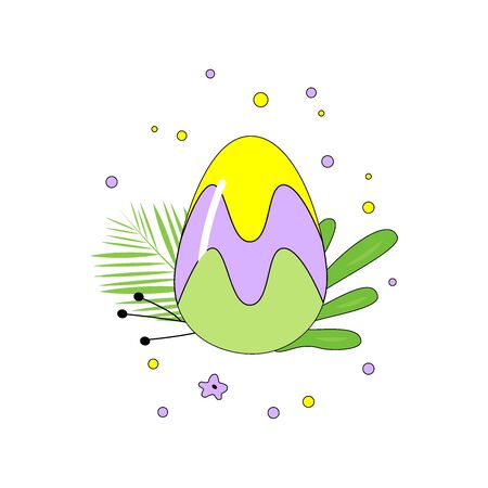 Vector hand drawn outline illustration of EASTER EGG. Icons in flat cartoon style. Coloring bright book design element. Greeting card templates.のイラスト素材