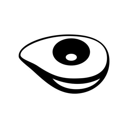 AVOCADO drawing. Black icon isolated on white background. ... Healthy food, tropical fruit. Flat cartoon vector Illustration.のイラスト素材