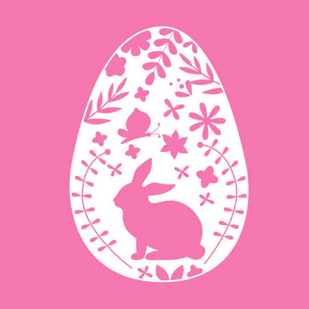 Paper Easter egg stickers. Laser cut. Easter eggs for Easter holidays. Easter egg in paper art, paper cut, style. Vector illustration.のイラスト素材