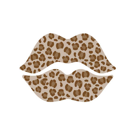 Leopard lips. 4th of July. Trend design elements in the colors of the leopard. Vector logo Illustration. Modern t shirt print designのイラスト素材