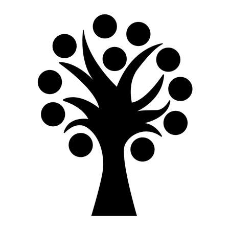 Family tree silhouette vector illustration. Black color tree. Family conceptのイラスト素材