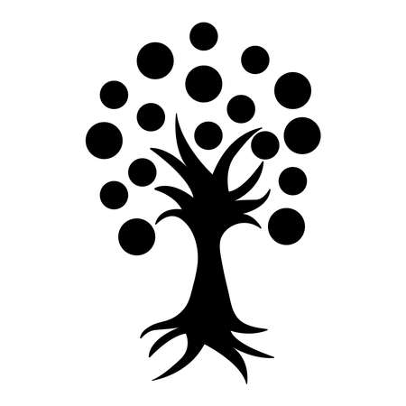 Family tree silhouette vector illustration. Black color tree. Family conceptのイラスト素材
