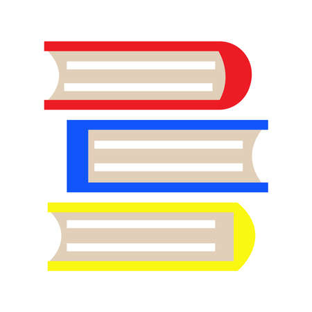 Pile bright book on white background. Bright school poster. Stationery for students and teachers. Education design concept. Vector illustrationのイラスト素材