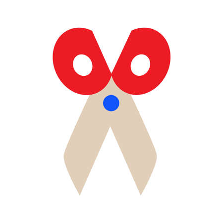 Scissors with a red handle on white background. Bright school icon. Stationery for students and teachers. Education design concept. Vector illustrationのイラスト素材