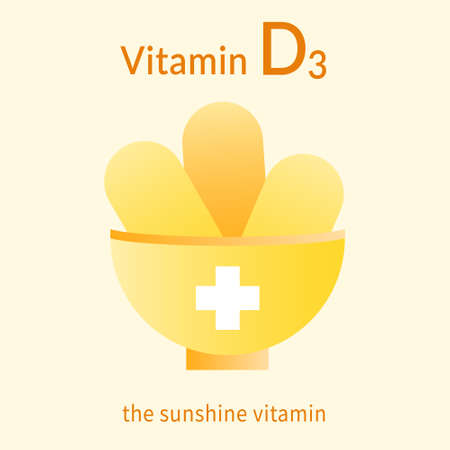 Vitamin D advertising banner. Medical cup and capsules.のイラスト素材
