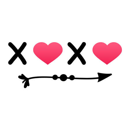 Celebration XOXO message as a decorative element for romantic modern design for Valentines Day. isolated vector. T shirt print design, typography poster.のイラスト素材