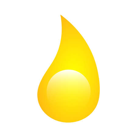 Glossy yellow liquid drops as juice, paint, oil or cosmetic, transparent and opaque. Oil drop isolated on white background.のイラスト素材