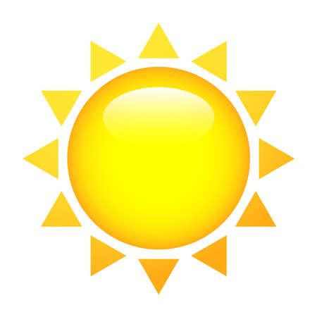 Shiny sun with rays. Yellow isolated sun vector illustration.のイラスト素材