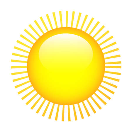 Shiny sun with rays. Yellow isolated sun vector illustration.のイラスト素材