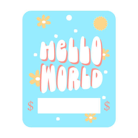Hello world-baby gift card. Baby shower greeting cards. Money card template. vector illustration.のイラスト素材