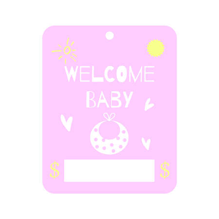 Welcome baby gift card. Baby shower greeting cards. Money card pink pastel colors template. vector illustration.のイラスト素材