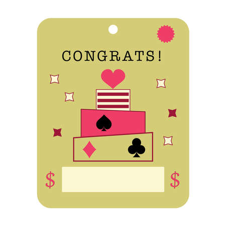 Celebration blank with Congrats quote. Money postcard mock up with place for money. Greeting card with playing card illustration, funny design. vectorのイラスト素材