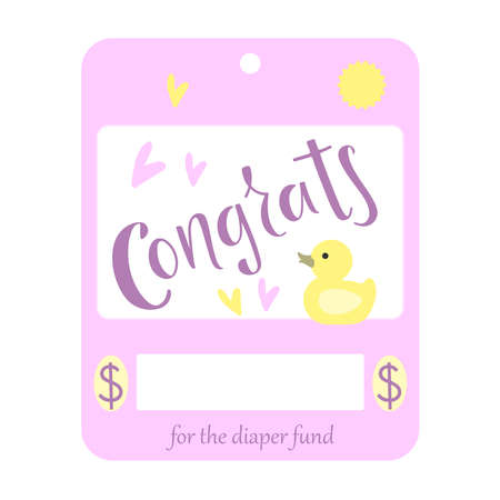 Congrats- Baby shower greeting invitation cards. Baby gift card, money card template. vector illustration.のイラスト素材