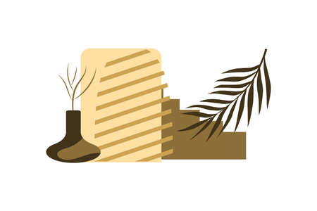 Abstract stairs poster of flat geometry architecture elements, Moroccan style. Vector design for poster, social media, websites, cover, T-shirt printのイラスト素材