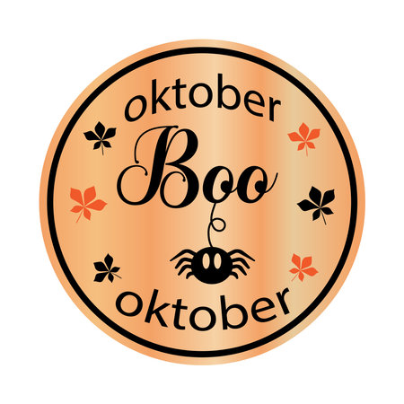 Boo oktober round signs. Farmhouse Halloween party signs. vector illustration.のイラスト素材