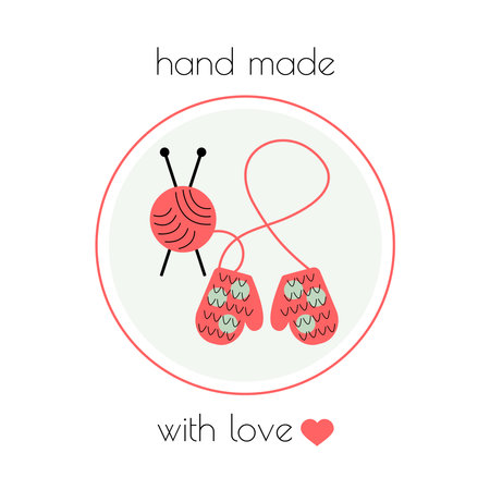 Hand made with love. Needlework logo design. handmade concept. vector illustration.のイラスト素材