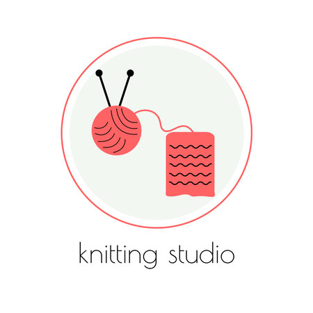 Knitting studio. Handmade club poster vector template. Needlework logo design. vector illustrationのイラスト素材