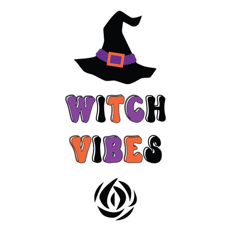 Witch Vibes Halloween trendy quote on white background. Halloween concept. vertical posterのイラスト素材