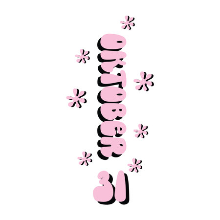 31 oktober vertical groovy inscription. pink and black colors. celebration poster. vectorのイラスト素材
