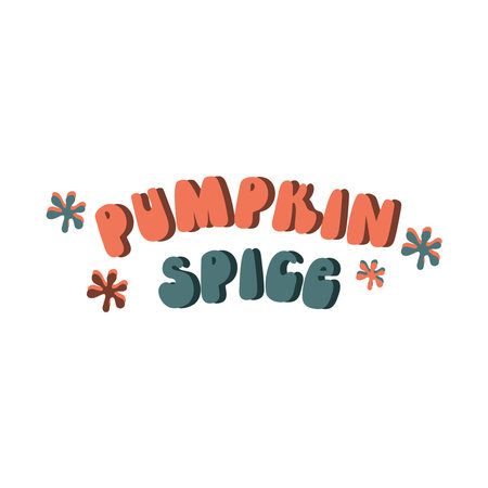 Pumpkin Spice motivational groovy inscription. Autumn vector quotes, color poster.のイラスト素材
