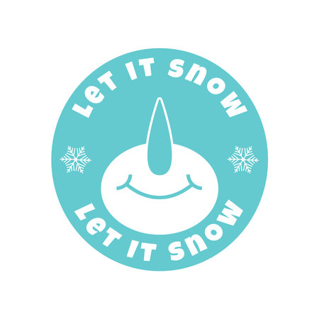 Snowman round sign. Christmas typography lettering badge emblem. Vector logo design for postcard, invitation, greeting card, poster, gift.のイラスト素材