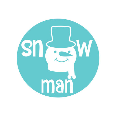 Snowman round sign. Christmas typography lettering badge emblem. Vector logo design for postcard, invitation, greeting card, poster, gift.のイラスト素材