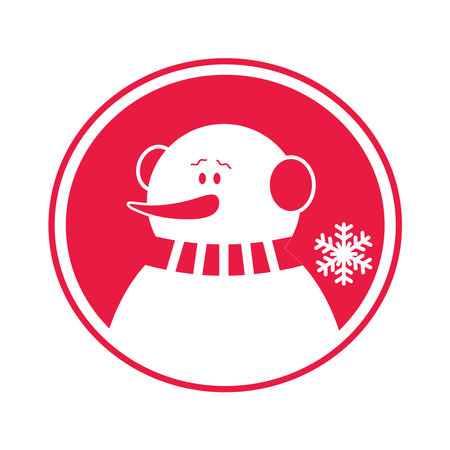 Snowman round sign. Christmas typography lettering badge emblem. Vector logo design for postcard, invitation, greeting card, poster, gift.のイラスト素材