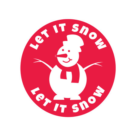 Snowman round sign. Christmas typography lettering badge emblem. Vector logo design for postcard, invitation, greeting card, poster, gift.のイラスト素材