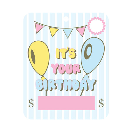 birthday money card. Money Card Holder. Hand drawn pastel cartoon style. Happy birthday card. vectorのイラスト素材