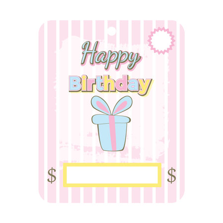 Birthday greeting, money card. Money Card Holder. Hand drawn paster cartoon style.のイラスト素材