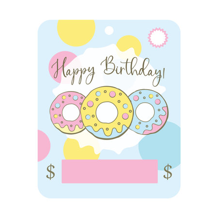 Birthday greeting, money card. Money Card Holder. Hand drawn paster cartoon style.のイラスト素材