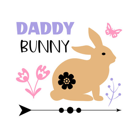 Daddy Bunny - Cute Easter bunny design. Pastel colors, flat design. vectorのイラスト素材