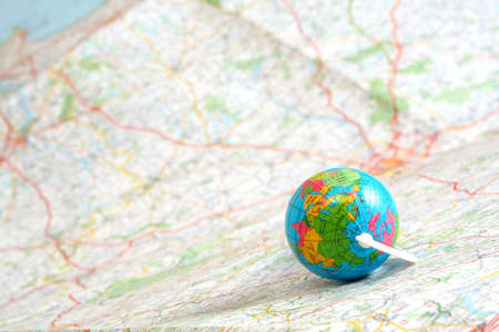 globe on background of map