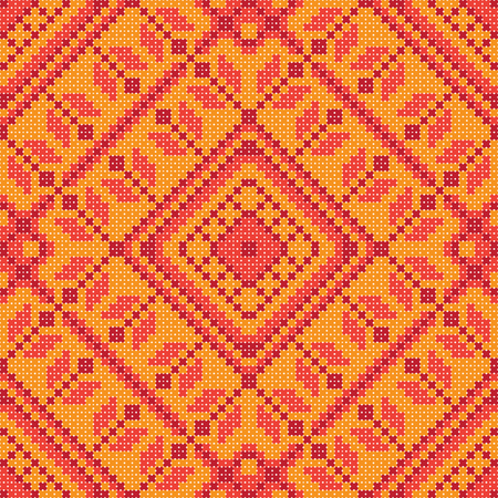 Cross stitch ornament seamless backgroundのイラスト素材