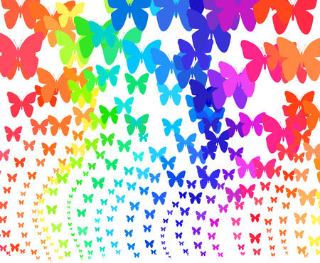 background of rainbow butterflies swirlの写真素材