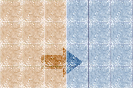 ceramic tile with scratchs and pointerの写真素材