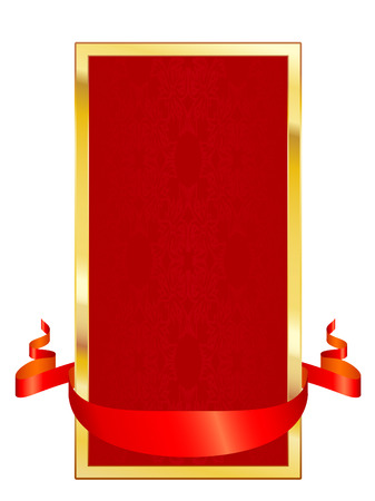 Red ribbon with golden frame Vectorのイラスト素材
