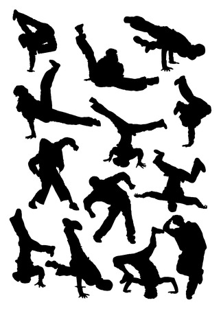 Vector illustration. Collection silhouette of  breakdancerのイラスト素材