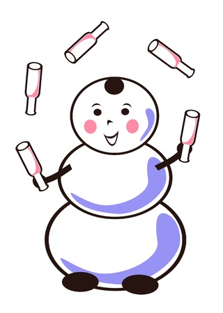 fun snowman with five bottlesのイラスト素材