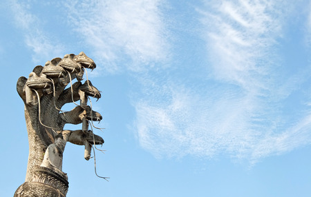 February 21, 2015: Snake sculpture in Buddha Park Sala Kaeo Kou near Nong Khai, Thailandのeditorial素材