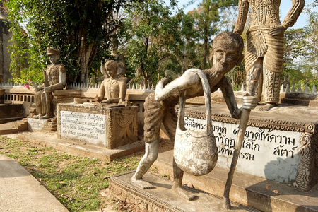 February 21, 2015: Sculpture of old man in Buddha Park Sala Kaeo Kou,  Nong Khai, Thailandのeditorial素材