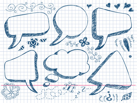 Hand Drawn Speech And Thought Bubblesのイラスト素材