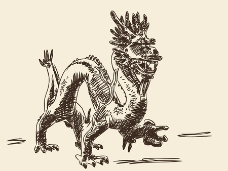 Hand drawn chinese dragon Vectorのイラスト素材